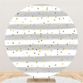 Lofaris Glitter Grey White Stripe Circle Birthday Backdrop
